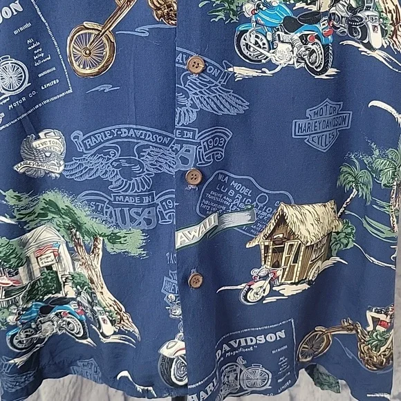 Harley-Davidson Blue‎ Casual Button Down Shirt - Picture 3 of 14